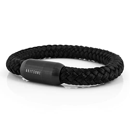Akitsune Portus Segeltau Armband | Magnetischer Kapselverschluss Armschmuck Damen Anker Herren Maritim - Mattschwarz - Schwarz 19cm Akitsune Portus Segeltau Armband | Magnetischer Kapselverschluss Armschmuck Damen Anker Herren Maritim - Mattschwarz - Schwarz 19cm von Akitsune
