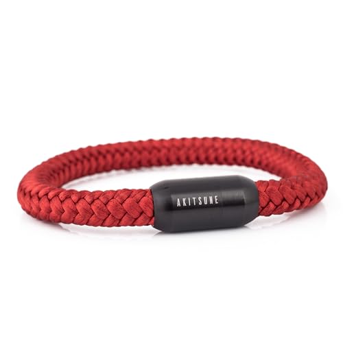 Akitsune Portus Segeltau Armband | Magnetischer Kapselverschluss Armschmuck Damen Anker Herren Maritim - Mattschwarz - Weinrot 23cm Akitsune Portus Segeltau Armband | Magnetischer Kapselverschluss Armschmuck Damen Anker Herren Maritim - Mattschwarz - Weinrot 23cm von Akitsune