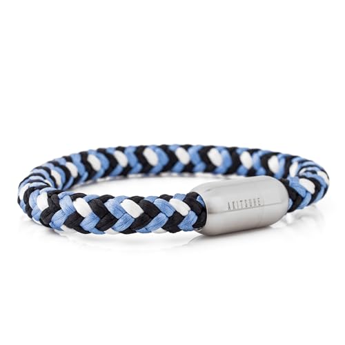 Akitsune Portus Segeltau Armband | Magnetischer Kapselverschluss Armschmuck Damen Anker Herren Maritim - Mattsilber - Blau-Weiß 23cm Akitsune Portus Segeltau Armband | Magnetischer Kapselverschluss Armschmuck Damen Anker Herren Maritim - Mattsilber - Blau-Weiß 23cm von Akitsune