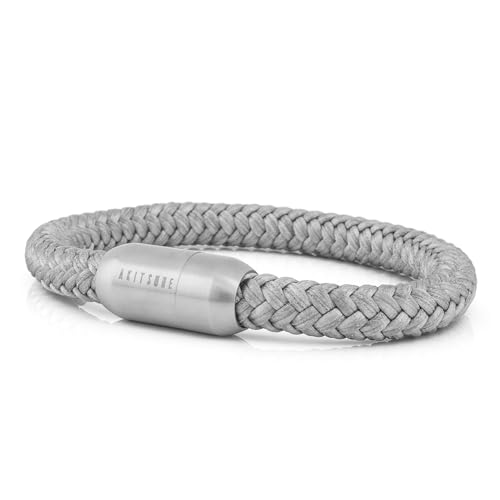 Akitsune Portus Segeltau Armband | Magnetischer Kapselverschluss Armschmuck Damen Anker Herren Maritim - Mattsilber - Grau 22cm Akitsune Portus Segeltau Armband | Magnetischer Kapselverschluss Armschmuck Damen Anker Herren Maritim - Mattsilber - Grau 22cm von Akitsune
