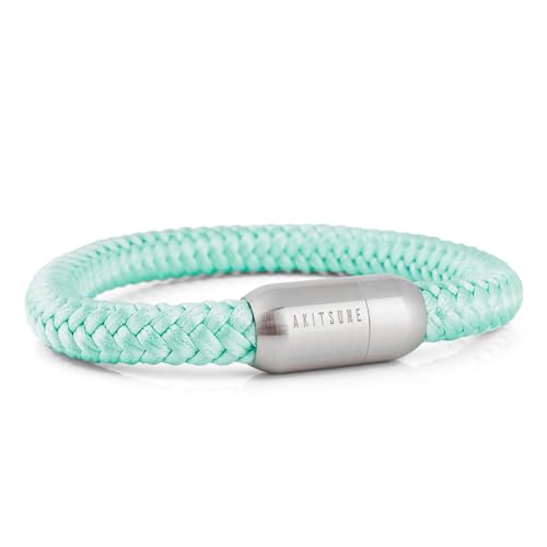 Akitsune Portus Segeltau Armband | Magnetischer Kapselverschluss Armschmuck Damen Anker Herren Maritim - Mattsilber - Mintgrün 19cm Akitsune Portus Segeltau Armband | Magnetischer Kapselverschluss Armschmuck Damen Anker Herren Maritim - Mattsilber - Mintgrün 19cm von Akitsune