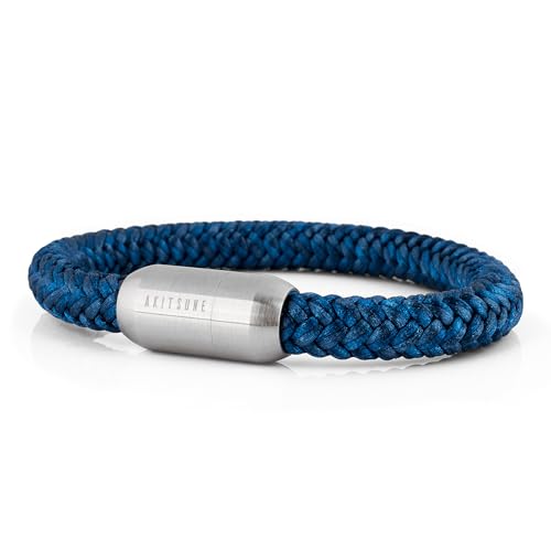 Akitsune Portus Segeltau Armband | Magnetischer Kapselverschluss Armschmuck Damen Anker Herren Maritim - Mattsilber - Navyblau 22cm Akitsune Portus Segeltau Armband | Magnetischer Kapselverschluss Armschmuck Damen Anker Herren Maritim - Mattsilber - Navyblau 22cm von Akitsune