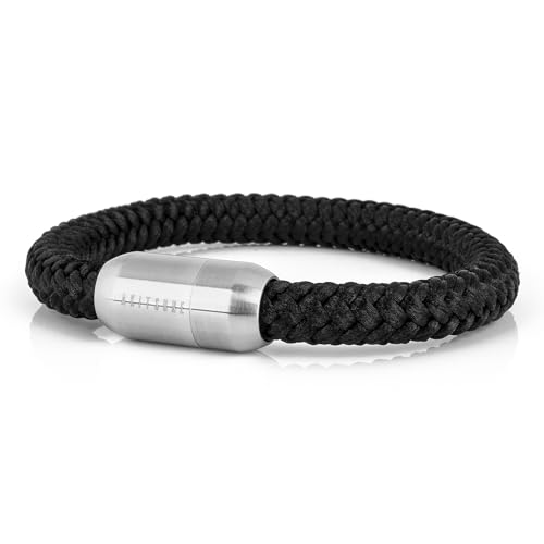 Akitsune Portus Segeltau Armband | Magnetischer Kapselverschluss Armschmuck Damen Anker Herren Maritim - Mattsilber - Schwarz 20cm Akitsune Portus Segeltau Armband | Magnetischer Kapselverschluss Armschmuck Damen Anker Herren Maritim - Mattsilber - Schwarz 20cm von Akitsune