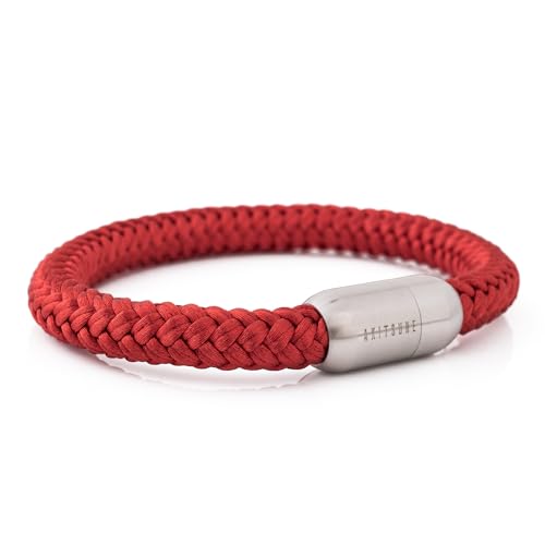 Akitsune Portus Segeltau Armband | Magnetischer Kapselverschluss Armschmuck Damen Anker Herren Maritim - Mattsilber - Weinrot 21cm Akitsune Portus Segeltau Armband | Magnetischer Kapselverschluss Armschmuck Damen Anker Herren Maritim - Mattsilber - Weinrot 21cm von Akitsune