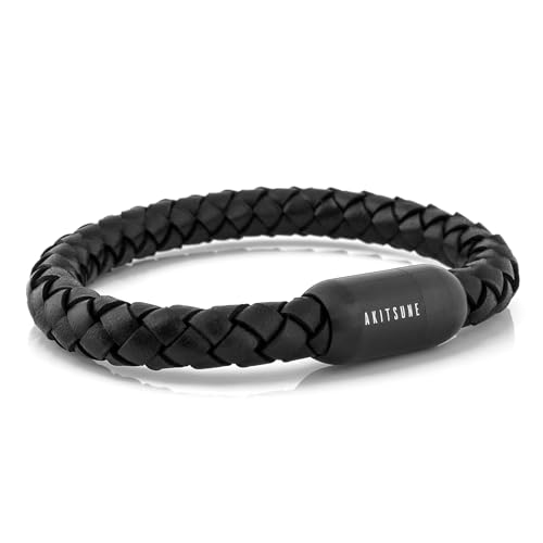Akitsune Portus Segeltau Lederarmband | Magnetischer Kapselverschluss Armschmuck Damen Anker Herren Maritim - Mattschwarz - Schwarz 20cm Akitsune Portus Segeltau Lederarmband | Magnetischer Kapselverschluss Armschmuck Damen Anker Herren Maritim - Mattschwarz - Schwarz 20cm von Akitsune