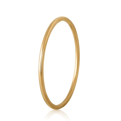 Akitsune Purity Damenring | Eleganter 316L Edelstahlring für Frauen | Minimalistischer Ring | 1 mm Durchmesser | Wasserfest und Antiallergen | 18K Gold - Größe 50 von Akitsune