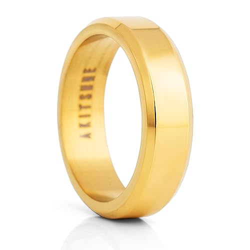 Akitsune Purus Bandring | Schmaler Design-Ring Frauen Herren Edelstahl Elegant Luxus Premium Minimalistisch - Gold - US 10 von Akitsune