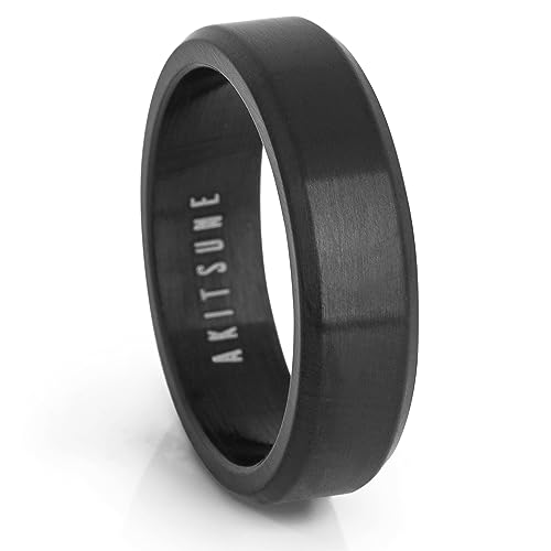 Akitsune Purus Bandring | Schmaler Design-Ring Frauen Herren Edelstahl Elegant Luxus Premium Minimalistisch - Mattschwarz - US 11 von Akitsune