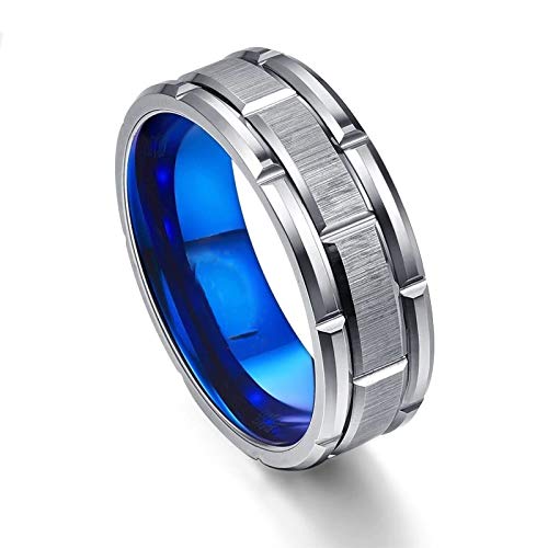 Akitsune Seiryu Ring | Herren Damen Freundschaft Edelstahl Designer Carbid Silber - Blau - US 11 von Akitsune