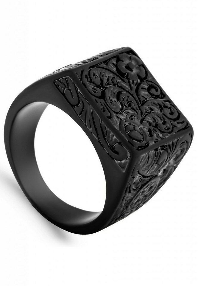 Akitsune Siegelring Floral Ring Mattschwarz EU 54 - UK N - US 7 von Akitsune