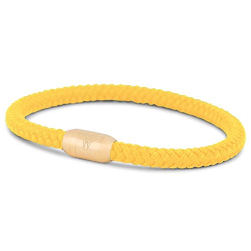 Akitsune Silvus Nylonarmband | 5mm Dick | Armschmuck Damen Herren Edelstahl Armband Magnetverschluss - Mattgold - Beige 22,5cm von Akitsune