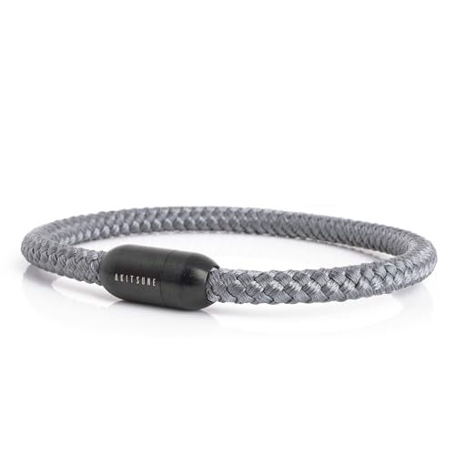 Akitsune Silvus Nylonarmband | 5mm Dick | Armschmuck Damen Herren Edelstahl Armband Magnetverschluss - Mattschwarz - Grau 22,5cm Akitsune Silvus Nylonarmband | 5mm Dick | Armschmuck Damen Herren Edelstahl Armband Magnetverschluss - Mattschwarz - Grau 22,5cm von Akitsune