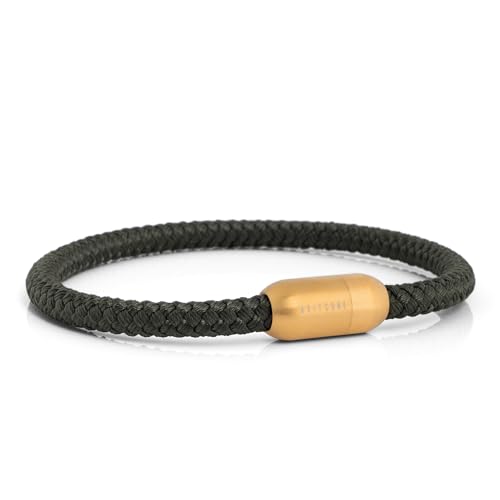 Akitsune Silvus Nylonarmband | 5mm Dick | Armschmuck Damen Herren Edelstahl Armband Magnetverschluss - Mattgold - Grün 18,5cm Akitsune Silvus Nylonarmband | 5mm Dick | Armschmuck Damen Herren Edelstahl Armband Magnetverschluss - Mattgold - Grün 18,5cm von Akitsune