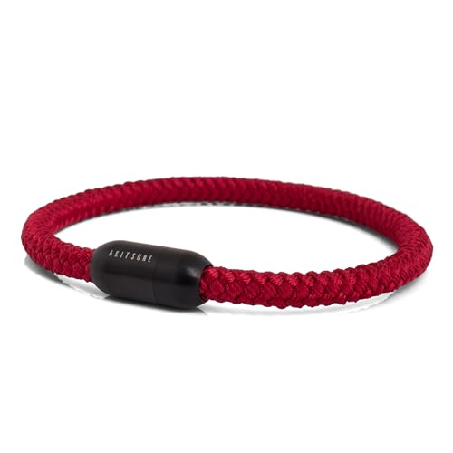 Akitsune Silvus Nylonarmband | 5mm Dick | Armschmuck Damen Herren Edelstahl Armband Magnetverschluss - Mattschwarz - Weinrot 20,5cm Akitsune Silvus Nylonarmband | 5mm Dick | Armschmuck Damen Herren Edelstahl Armband Magnetverschluss - Mattschwarz - Weinrot 20,5cm von Akitsune