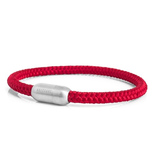 Akitsune Silvus Nylonarmband | 5mm Dick | Armschmuck Damen Herren Edelstahl Armband Magnetverschluss - Mattsilber - Weinrot 18,5cm Akitsune Silvus Nylonarmband | 5mm Dick | Armschmuck Damen Herren Edelstahl Armband Magnetverschluss - Mattsilber - Weinrot 18,5cm von Akitsune
