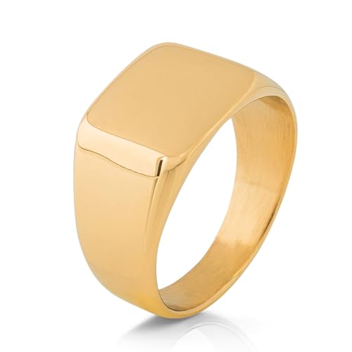 Akitsune Solida Ring | Rechteckiger Design-Ring Frauen Herren Edelstahl Elegant Luxus Premium Minimalistisch Siegel - Gold - US 11 von Akitsune