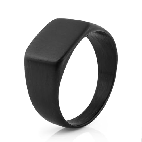 Akitsune Solida Ring | Rechteckiger Design-Ring Frauen Herren Edelstahl Elegant Luxus Premium Minimalistisch Siegel - Mattschwarz - US 7 von Akitsune