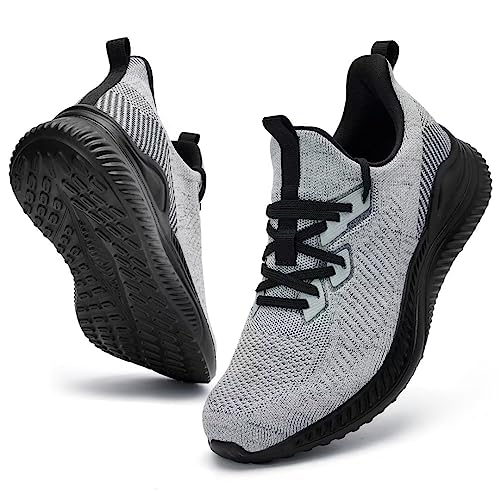 Akk Herren-Schlupfschuhe, breit, Memory-Schaum, Laufen, Tennisschuhe, leicht, atmungsaktiv, Freizeit-Sneaker, Grau, 44.5 EU Akk Herren-Schlupfschuhe, breit, Memory-Schaum, Laufen, Tennisschuhe, leicht, atmungsaktiv, Freizeit-Sneaker, Grau, 44.5 EU von Akk