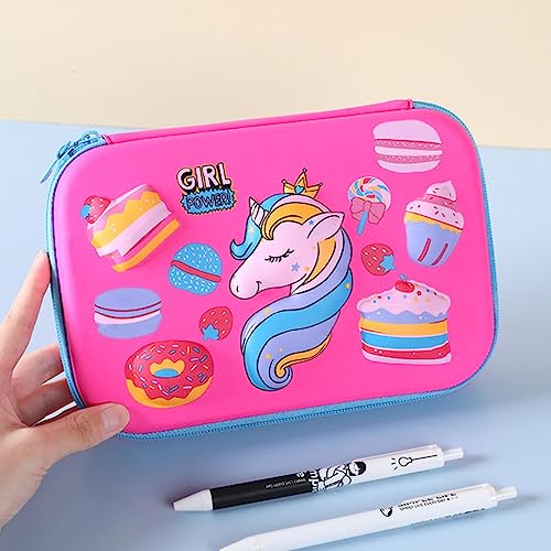 AkmAsk Einhorn Federmäppchen Kawaii Bleistiftkasten Großes Briefpapier 3D Stiftetui für Kinder Büro Schulbausatz Niedliche Schule - niedliche Bleistiftbox von AkmAsk