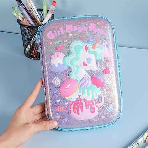 AkmAsk Einhorn Federmäppchen Kawaii Schreibwaren Stiftetui Schul-Kit 3D Schulbedarf Niedliche Bleistiftbox - Kuchen Federmäppchen von AkmAsk