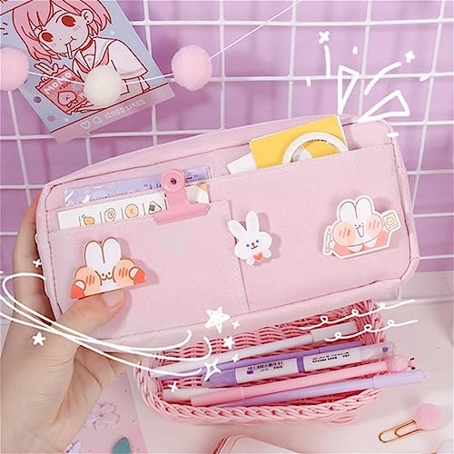 AkmAsk Federmäppchen mit großer Kapazität Kawaii Stiftetui Kit Schreibwaren Zubehör Canvas Schulbedarf-E von AkmAsk