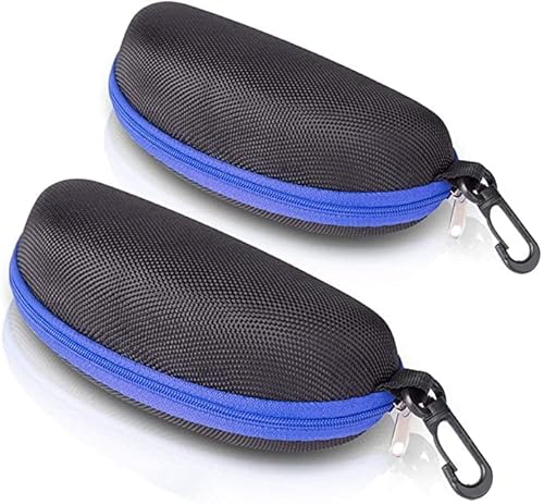 AkoaDa Brillenetui 2 Stücke, Hartschalen Sonnenbrillen Etui für Damen und Herren, Tragbare Schutzbox Mit Reißverschluss und Haken von AkoaDa