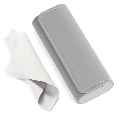 AkoaDa Brillenetui Hardcase, Premium Lederbrillenbox in Eleganz Schwarz, Hartschale mit Mikrofasertuch, für Damen und Herren, ideal für Reisen und täglichen Gebrauch(Dunkelgrau) von AkoaDa
