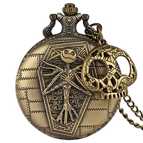 Akopiuto Uhr Der Albtraum vor Weihnachten Quarz Taschenuhr Jack Skellington Anhänger Stunde mit Schädel Zubehör 3 von Akopiuto