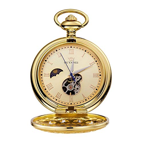 Handaufzug Mechanische Steampunk Herren Taschenuhr Blaues Skelett Zifferblatt Halskette Anhänger Modekette Fob Uhren Jäten Geschenke GoldGold von Akopiuto