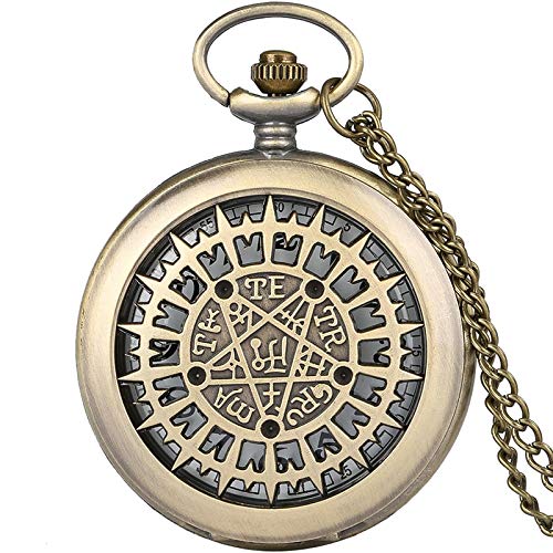 Hollow Pentagram Supernatural Pocket Watch Männer Frauen Retro Halskette Anhänger Kette von Akopiuto