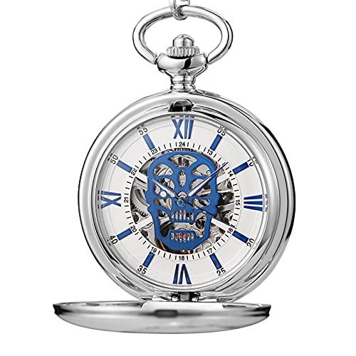 Skull Hollow Mechanische Taschenuhr Pendent Chain Gold Skeleton Handaufzug Fob Watch Männer Frauen Weihnachten Splitter von Akopiuto