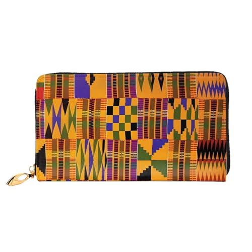 AkosOL African Tribal Ethnic Texture Leather Wallet,Long Clutch Purse,Soft Material,Zip Design Anti-Loss Money,12 Bank Card Slots,Lightweight,Waterproof and Durable for The Stylish Girl, Schwarz , von AkosOL