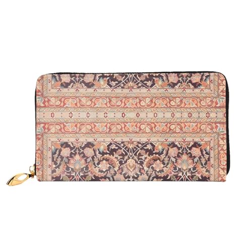 AkosOL Antike orientalische Kunstleder-Geldbörse, lange Clutch-Geldbörse, weiches Material, Reißverschluss-Design, Anti-Verlust-Geld, 12 Bankkartenfächer, leicht, wasserdicht und langlebig für das von AkosOL