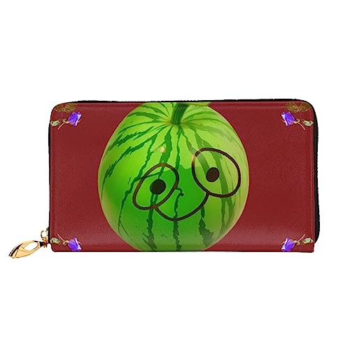 AkosOL Big Eye Wassermelonen-Leder-Geldbörse, lange Clutch-Geldbörse, weiches Material, Reißverschluss-Design, Anti-Verlust-Geld, 12 Bankkartenfächer, leicht, wasserdicht und langlebig für das von AkosOL