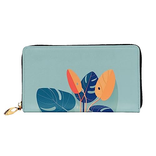 AkosOL Blau-orange Schildkrötengeldbörse aus Bambusleder, lange Clutch-Geldbörse, weiches Material, Reißverschluss-Design, Anti-Verlust-Geld, 12 Bankkartenfächer, leicht, wasserdicht und langlebig für von AkosOL