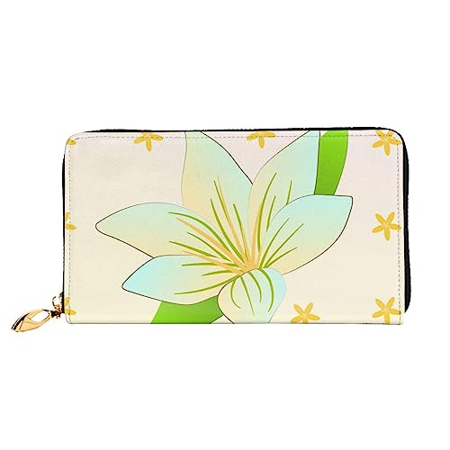 AkosOL Blooming Narzissen Ledergeldbörse, lange Clutch, weiches Material, Reißverschluss-Design, Anti-Verlust-Geld, 12 Bankkartenfächer, leicht, wasserdicht und langlebig für das stilvolle Mädchen, von AkosOL