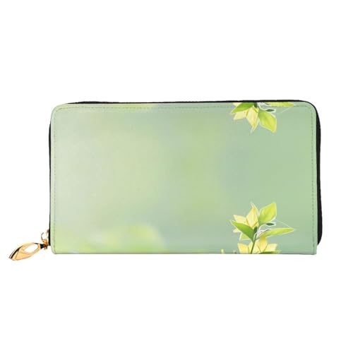 AkosOL Blühende gelbe Blumen-Ledergeldbörse, lange Clutch-Geldbörse, weiches Material, Reißverschluss-Design, Anti-Verlust-Geld, 12 Bankkartenfächer, leicht, wasserdicht und langlebig für das von AkosOL