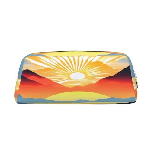 AkosOL Bright Sunrise PVC-Federtasche, klein und einfach, großes Fassungsvermögen, bietet Platz für 30 Stifte, gepolstertes Futter für sicheren Schutz für Gegenstände von AkosOL