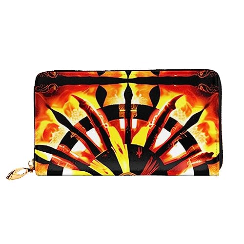 AkosOL Burning Totem Ledergeldbörse, lange Clutch, weiches Material, Reißverschluss-Design, Anti-Verlust-Geld, 12 Bankkartenfächer, leicht, wasserdicht und langlebig für das stilvolle Mädchen, Schwarz von AkosOL