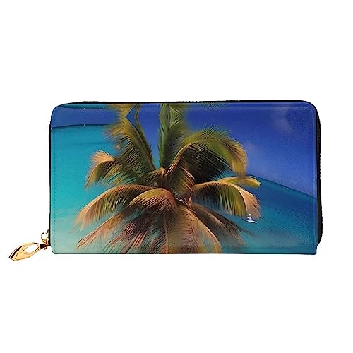 AkosOL Caribbean Islands Ledergeldbörse, lange Clutch, weiches Material, Reißverschluss-Design, Anti-Verlust-Geld, 12 Bankkartenfächer, leicht, wasserdicht und langlebig für das stilvolle Mädchen, von AkosOL