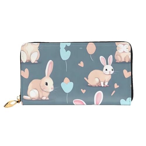 AkosOL Cartoon Cute Bunny Leather Wallet,Long Clutch Purse,Soft Material,Zip Design Anti-Loss Money,12 Bank Card Slots,Lightweight,Waterproof and Durable for The Stylish Girl, Schwarz , Einheitsgröße von AkosOL