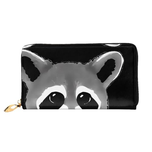 AkosOL Cartoon Cute Raccoon Leather Wallet,Long Clutch Purse,Soft Material,Zip Design Anti-Loss Money,12 Bank Card Slots,Lightweight,Waterproof and Durable for The Stylish Girl, Schwarz , von AkosOL