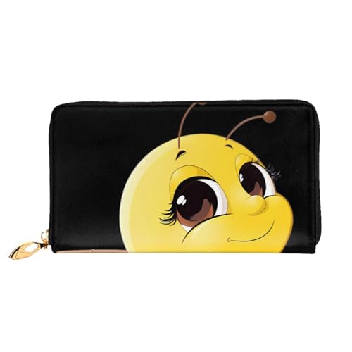 AkosOL Cartoon Honey Bee Ledergeldbörse, lange Clutch, weiches Material, Reißverschluss-Design, Anti-Verlust-Geld, 12 Bankkartenfächer, leicht, wasserdicht und langlebig für das stilvolle Mädchen, von AkosOL