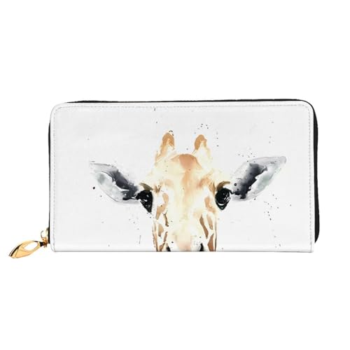 AkosOL Clever Giraffe Ledergeldbörse, lange Clutch, weiches Material, Reißverschluss-Design, Anti-Verlust-Geld, 12 Kreditkartenfächer, leicht, wasserdicht und langlebig für das stilvolle Mädchen, von AkosOL