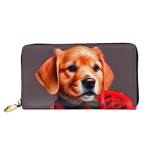 AkosOL Gentleman-Like Dog Leather Wallet,Long Clutch Purse,Soft Material,Zip Design Anti-Loss Money,12 Bank Card Slots,Lightweight,Waterproof and Durable for The Stylish Girl, Schwarz , Einheitsgröße von AkosOL