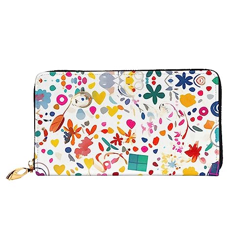 AkosOL Happy Birthday Hintergrund Leder Geldbörse, lange Clutch, weiches Material, Reißverschluss-Design, Anti-Verlust-Geld, 12 Bankkartenfächer, leicht, wasserdicht und langlebig für das stilvolle von AkosOL