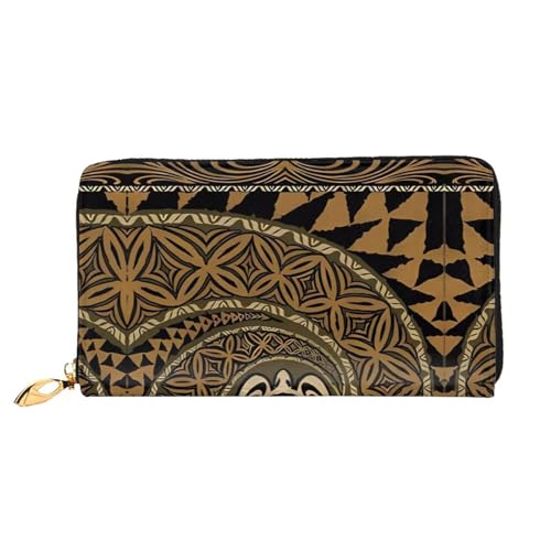 AkosOL Hawaiian Tapa Honu Schildkröte Leder Geldbörse, lange Clutch, weiches Material, Reißverschluss-Design, Anti-Verlust-Geld, 12 Bankkartenfächer, leicht, wasserdicht und langlebig für das von AkosOL