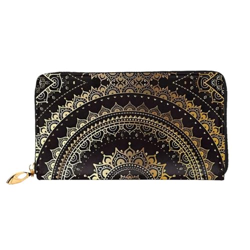 AkosOL Kaleidoscope Mandala Ledergeldbörse, lange Clutch, weiches Material, Reißverschluss-Design, Anti-Verlust-Geld, 12 Bankkartenfächer, leicht, wasserdicht und langlebig für das stilvolle Mädchen, von AkosOL