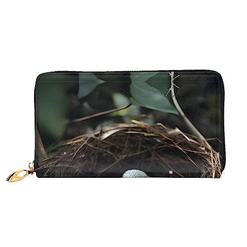 AkosOL Little Bird Nest Ledergeldbörse, lange Clutch, weiches Material, Reißverschluss-Design, Anti-Verlust-Geld, 12 Bankkartenfächer, leicht, wasserdicht und langlebig für das stilvolle Mädchen, von AkosOL