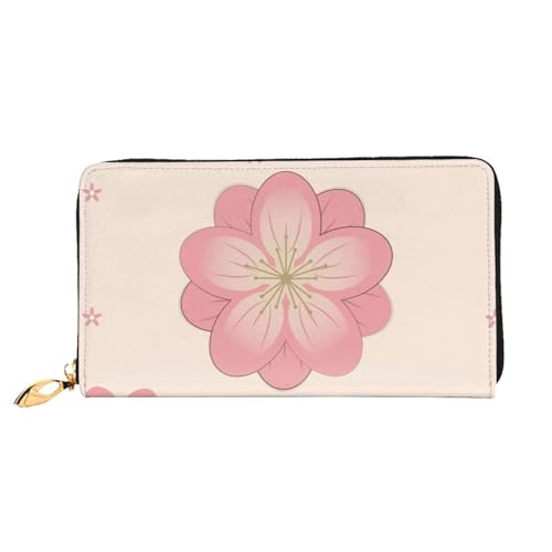 AkosOL Little Pink Cherry Blossoms Leather Wallet,Long Clutch Purse,Soft Material,Zip Design Anti-Loss Money,12 Bank Card Slots,Lightweight,Waterproof and Durable for The Stylish Girl, Schwarz , von AkosOL